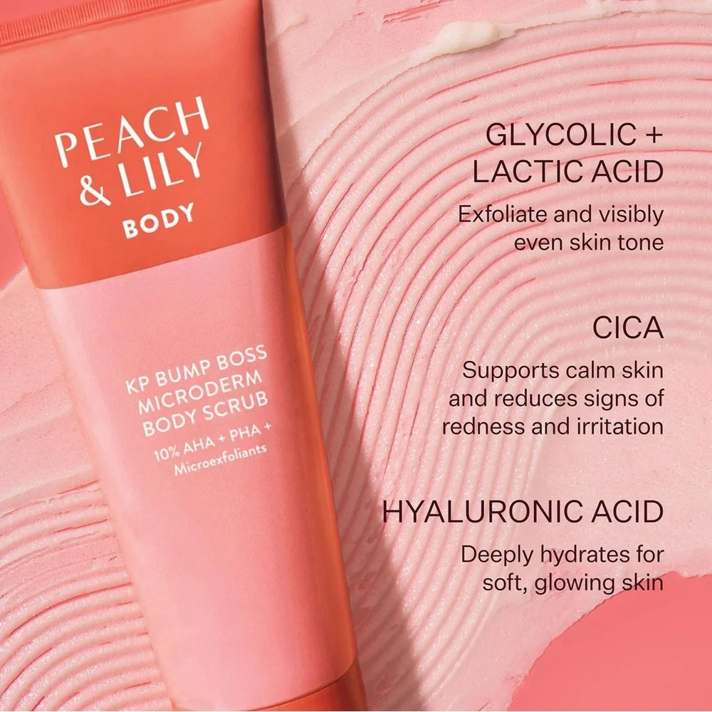 Peach & Lily KP Bump Boss Microderm Body Scrub Smoothing Lotion Travel Set